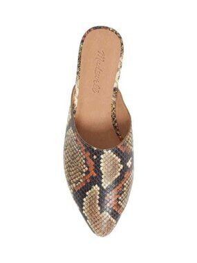 NIB Women's Madewell Remi Mule Leather Sandals Snake Print Size 8.5